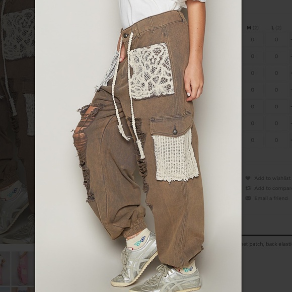 NEW POL Distressed Brown Gray Joggers with Lace Accents! - Picture 3 of 8